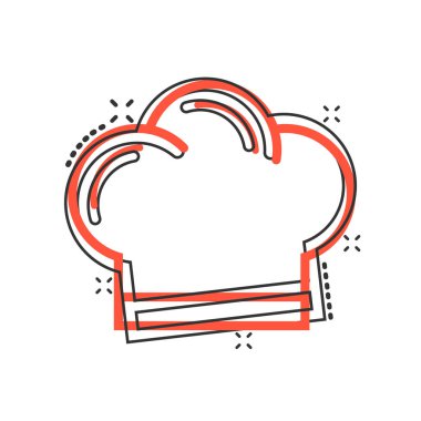 Çizgi roman tarzında şef şapkası ikonu. Aşçı başlığı vektör çizgi filmi çizimi