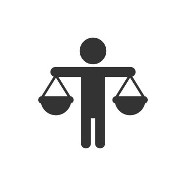 Etik denge simgesi düz stilde. Dürüstlük vektörü illüstrasyonu