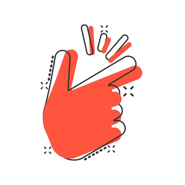 Finger snap gesture icon in comic style. Expression vector carto — Stock Vector