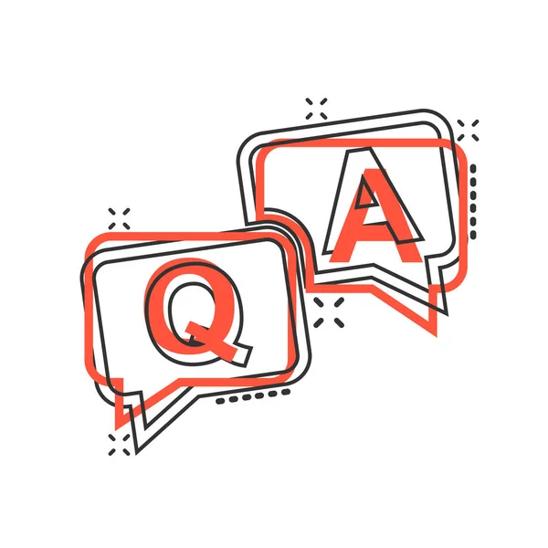 Question and answer icon in comic style. Discussion speech bubbl — Stock Vector