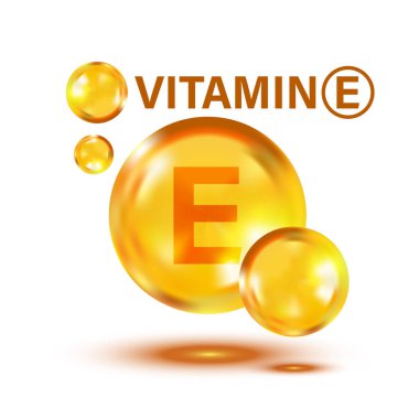 Düz biçimde E vitamini ikonu. Hap kapsülü vektör çizimi o