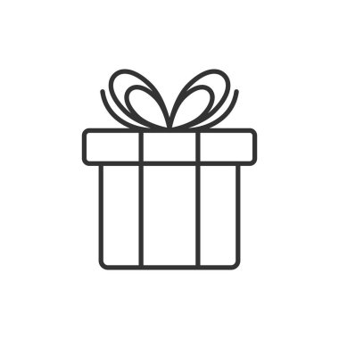 Düz tarzda hediye kutusu simgesi. Paket vektör çizimini sun