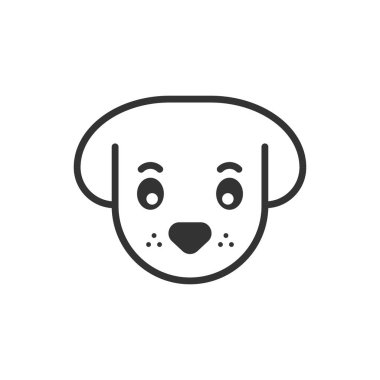 Düz stil köpek kafası ikonu. Sevimli hayvan vektör çizimi