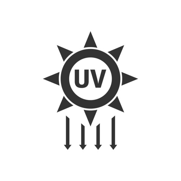 UV radiation icon in flat style. Ultraviolet vector illustration