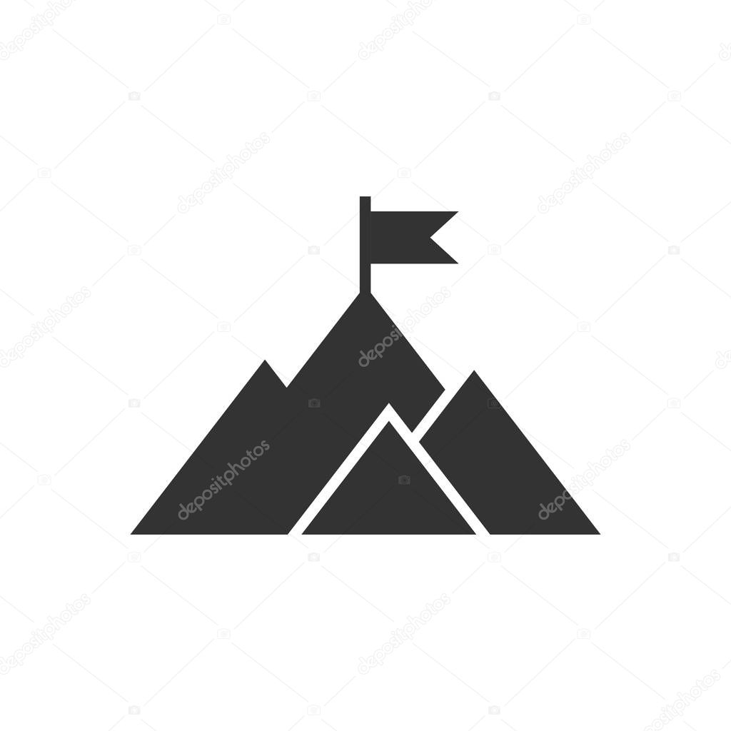 Mission champion icon in flat style. Mountain vector illustratio