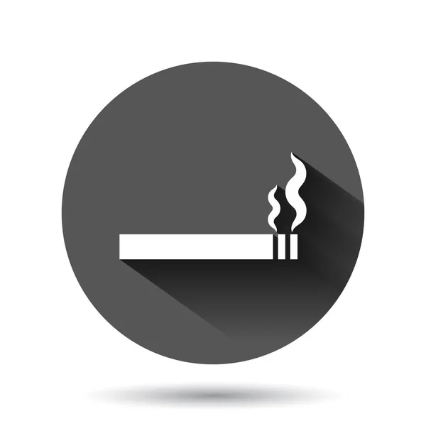 Zigaretten Ikone Flachen Stil Smoke Vector Illustration Auf Schwarzem Rundem — Stockvektor