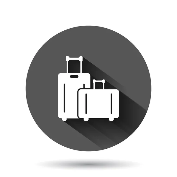 Reisetaschen Ikone Flachen Stil Illustration Des Gepäckvektors Auf Schwarzem Rundem — Stockvektor