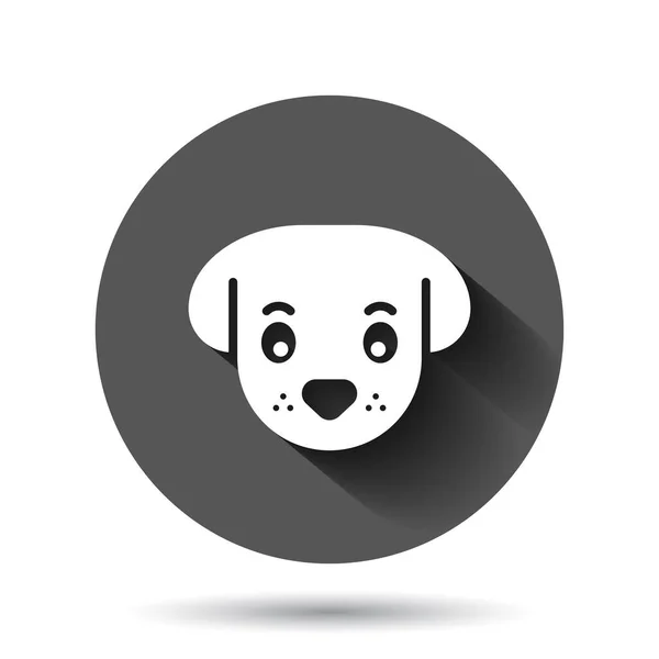 Hundekopf Ikone Flachen Stil Nette Tiervektorillustration Auf Schwarzem Rundem Hintergrund — Stockvektor