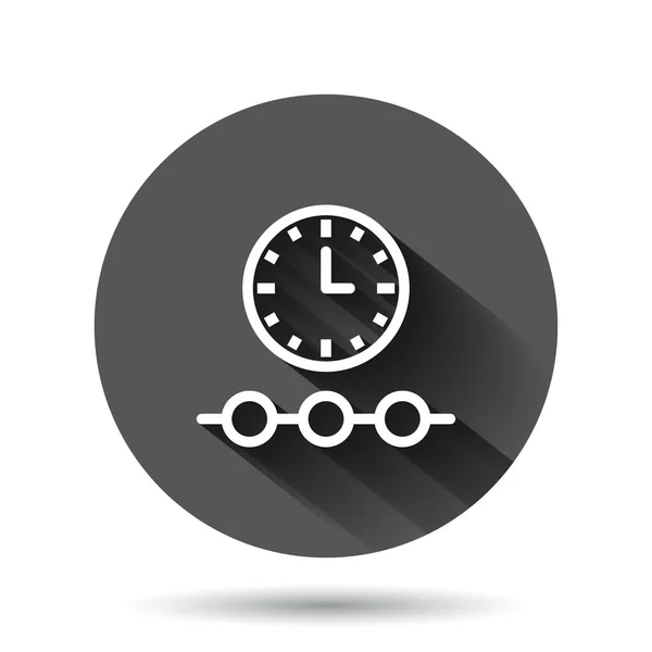 Zeitachsen Symbol Flachen Stil Fortschrittsvektordarstellung Auf Schwarzem Rundem Hintergrund Mit — Stockvektor