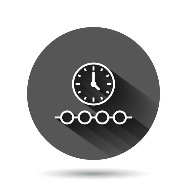 Zeitachsen Symbol Flachen Stil Fortschrittsvektordarstellung Auf Schwarzem Rundem Hintergrund Mit — Stockvektor