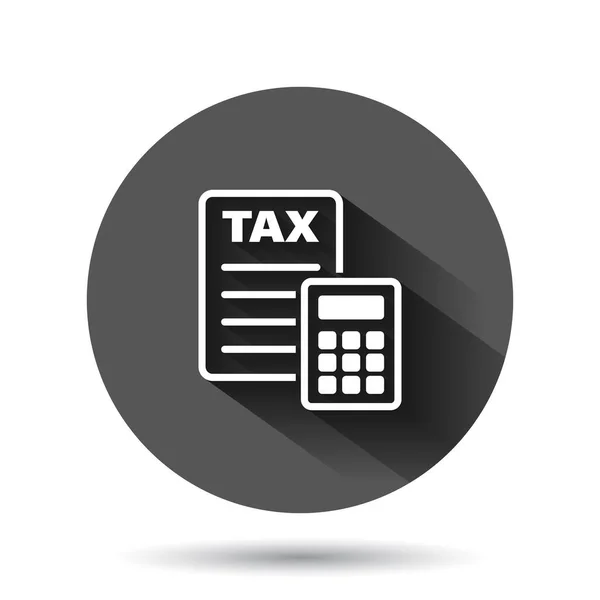 Steuerzahlungs Ikone Flachen Stil Budgetrechnung Vektordarstellung Auf Schwarzem Rundem Hintergrund — Stockvektor