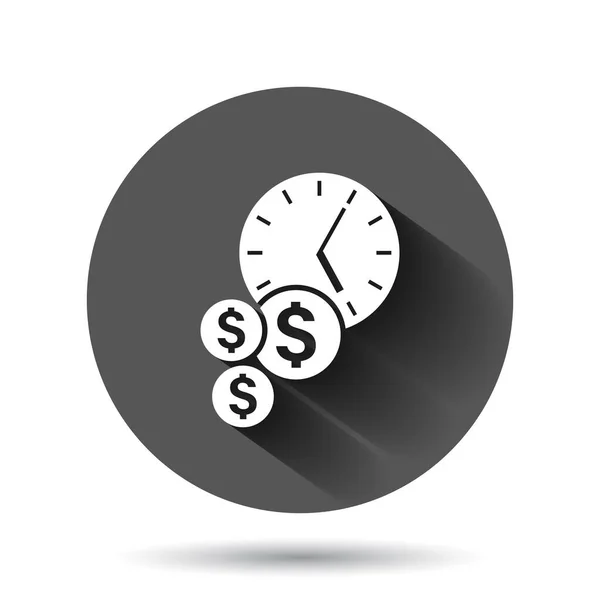 Time Money Icon Flat Style Project Management Vector Illustration Black — Stock Vector