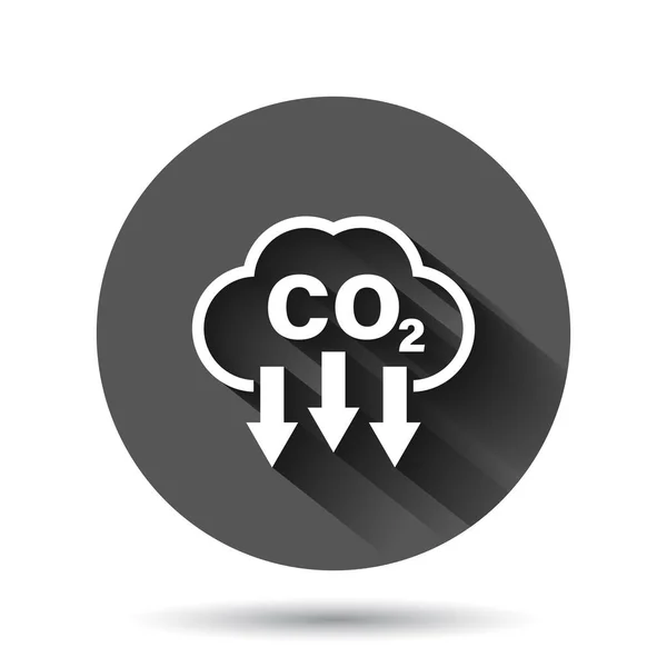 Co2 Ikon Lapos Stílusban Kibocsátásvektor Illusztráció Fekete Kerek Háttérrel Hosszú — Stock Vector