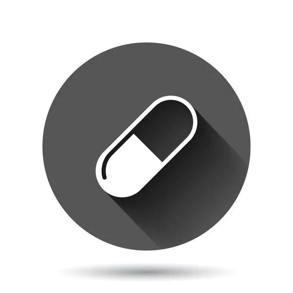 Pill Capsule Icon Flat Style Drugs Vector Illustration Black Background — Stock Vector