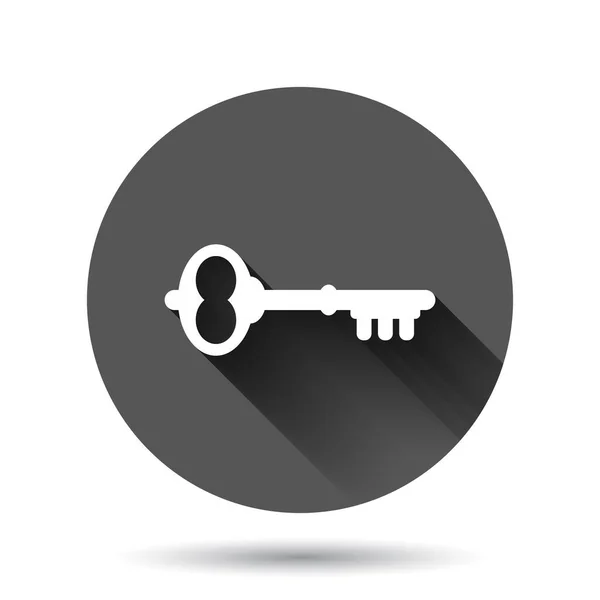 Schlüsselsymbol Flachen Stil Passwort Vektor Illustration Auf Schwarzem Rundem Hintergrund — Stockvektor
