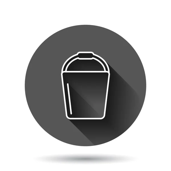 Bucket Icon Flat Style Garbage Pot Vector Illustration Black Background — Stock Vector
