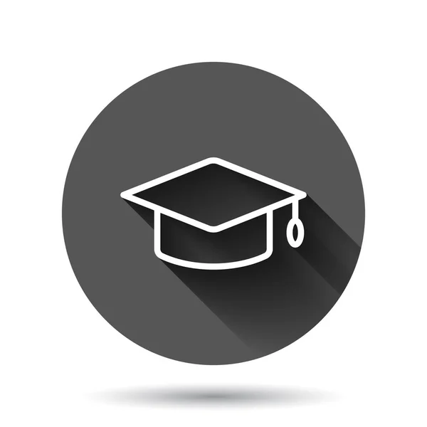 Graduation Hat Icon Flat Style Student Cap Vector Illustration Black — Stock Vector