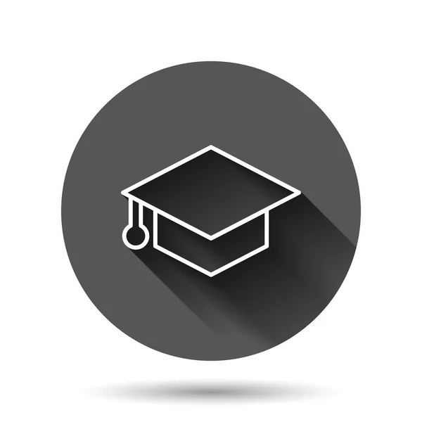 Graduation Hat Icon Flat Style Student Cap Vector Illustration Black — Stock Vector