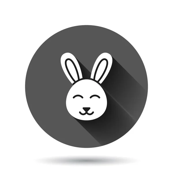 Kaninikon Platt Stil Bunny Vektor Illustration Svart Rund Bakgrund Med — Stock vektor