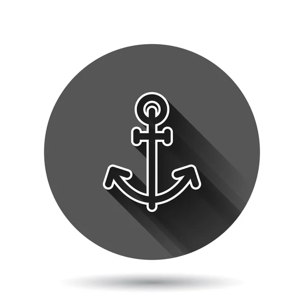Bootsanker Symbol Flachen Stil Schiffshaken Vektor Illustration Auf Schwarzem Rundem — Stockvektor