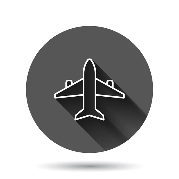 Icono Plano Estilo Plano Ilustración Vector Avión Sobre Fondo Redondo — Vector de stock