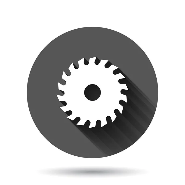 Sägeblatt Ikone Flachen Stil Kreisförmige Maschinenvektordarstellung Auf Schwarzem Rundem Hintergrund — Stockvektor