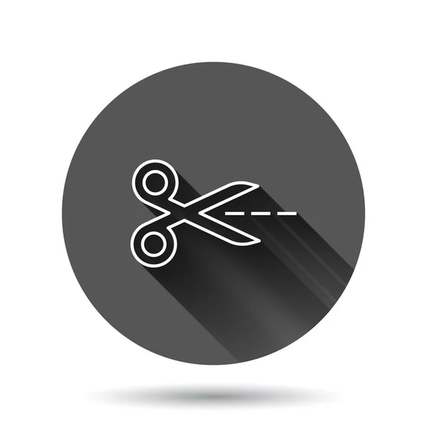 Scheren Ikone Flachen Stil Ausgeschnittene Gerätevektorillustration Auf Schwarzem Rundem Hintergrund — Stockvektor