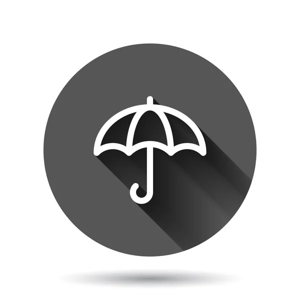 Icono Paraguas Estilo Plano Ilustración Vector Parasol Sobre Fondo Redondo — Archivo Imágenes Vectoriales