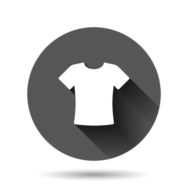 Ikona Koszulki Płaskim Stylu Zwyczajne Ubrania Wektor Ilustracji Czarnym Okrągłym — Wektor stockowy