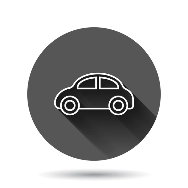 Εικονίδιο Αυτοκινήτου Επίπεδη Στυλ Αυτοκίνητο Όχημα Διανυσματική Απεικόνιση Μαύρο Στρογγυλό — Διανυσματικό Αρχείο