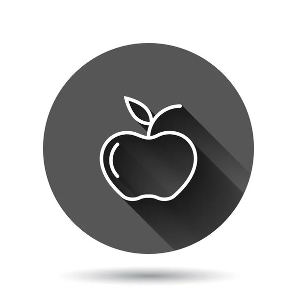 Apple Ikone Flachen Stil Frische Fruchtvektorillustration Auf Schwarzem Rundem Hintergrund — Stockvektor