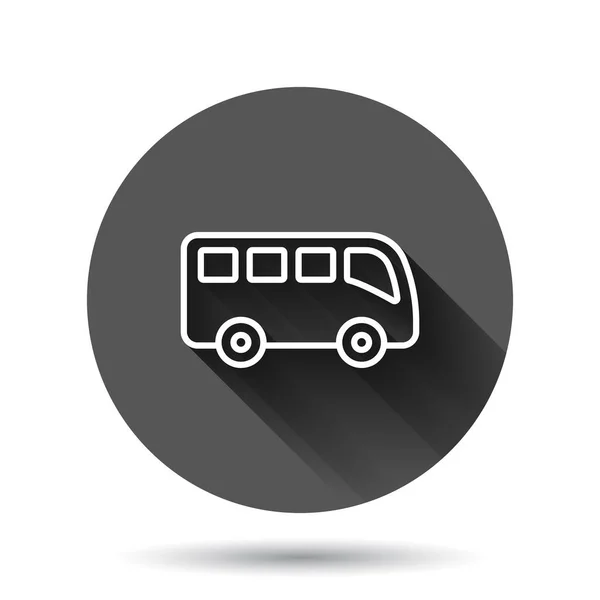 Buszikon Lapos Stílusban Coach Vektor Illusztráció Fekete Kerek Háttér Hosszú — Stock Vector