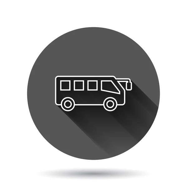 Buszikon Lapos Stílusban Coach Vektor Illusztráció Fekete Kerek Háttér Hosszú — Stock Vector