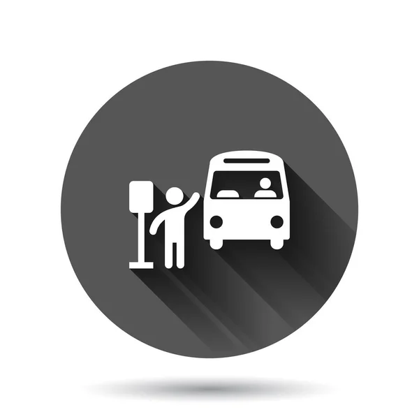 Bus Station Icon Flat Style Auto Stop Vector Illustration Black — Stock Vector