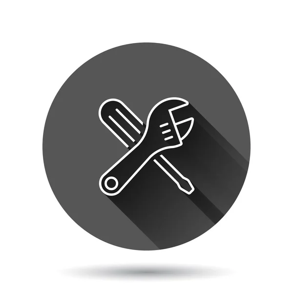 Wrench Icon Flat Style Spanner Key Vector Illustration Black Background — Stock Vector