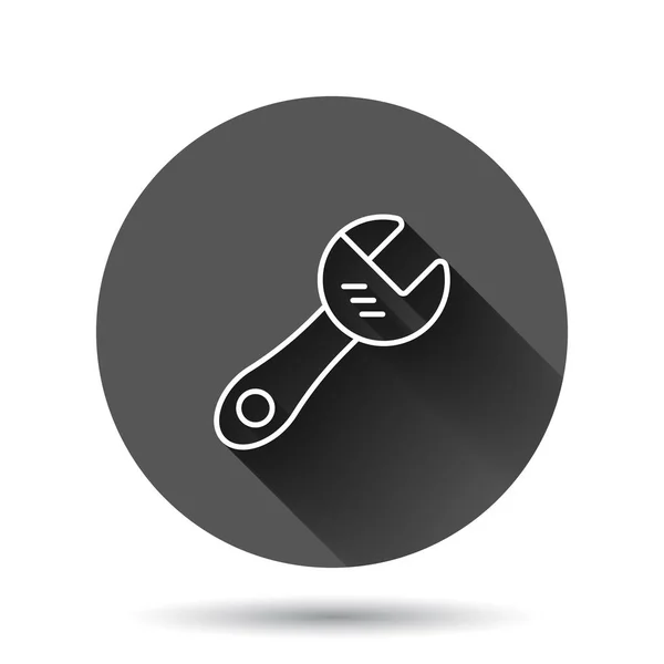 Schraubenschlüssel Symbol Flachen Stil Schlüsselvektorillustration Auf Schwarzem Rundem Hintergrund Mit — Stockvektor