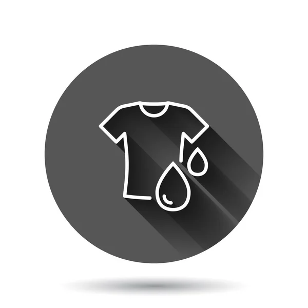 Shirt Icona Lavaggio Stile Piatto Illustrazione Vettoriale Asciutta Sfondo Rotondo — Vettoriale Stock