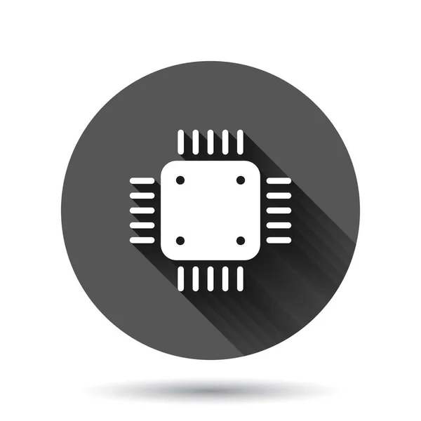 Computer Cpu Icon Flat Style Circuit Board Vector Illustration Black — Stock Vector