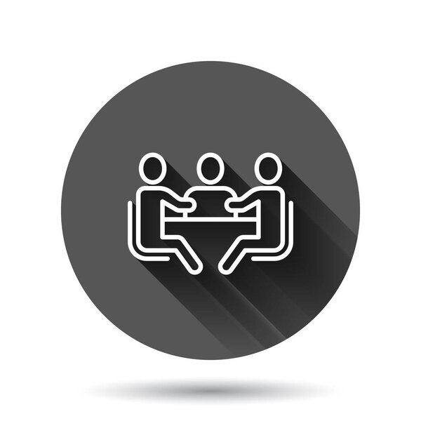 Personas Con Icono Mesa Estilo Plano Trabajo Equipo Ilustración Vectorial — Vector de stock