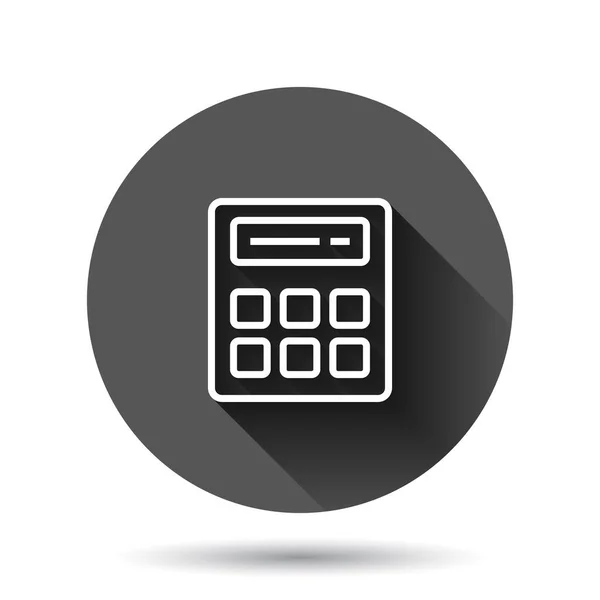 Ícone Calculadora Estilo Plano Calcule Ilustração Vetorial Fundo Redondo Preto — Vetor de Stock