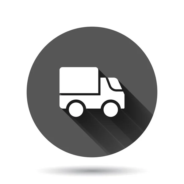 Levering Truck Pictogram Platte Stijl Van Vector Illustratie Zwarte Ronde — Stockvector