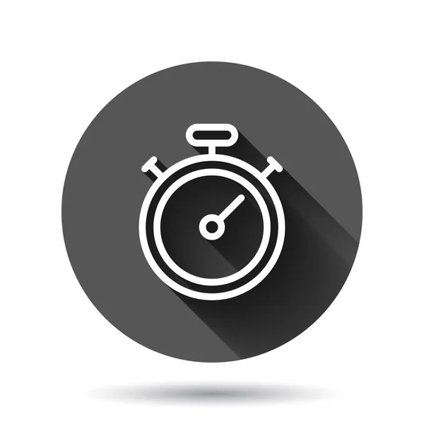 Icono Del Reloj Estilo Plano Ver Ilustración Vectorial Fondo Redondo — Archivo Imágenes Vectoriales