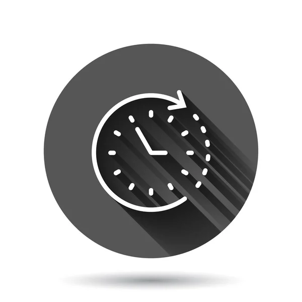 Uhr Symbol Flachen Stil Vektor Illustration Auf Schwarzem Rundem Hintergrund — Stockvektor