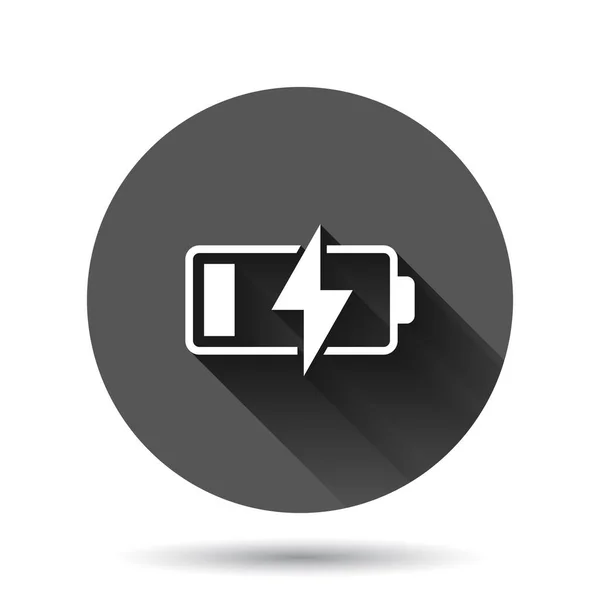 Batterijlading Pictogram Platte Stijl Power Level Vector Illustratie Zwarte Ronde — Stockvector