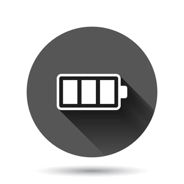 Batterijlading Pictogram Platte Stijl Power Level Vector Illustratie Zwarte Ronde — Stockvector