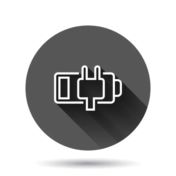 Batterijlading Pictogram Platte Stijl Power Level Vector Illustratie Zwarte Ronde — Stockvector