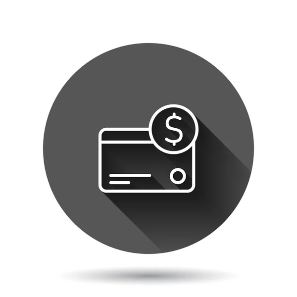 Creditcard Icoon Platte Stijl Geld Betaling Vector Illustratie Zwarte Ronde — Stockvector