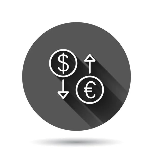 Ikona Směny Plochém Stylu Dolar Euro Transfer Vektor Ilustrace Černém — Stockový vektor