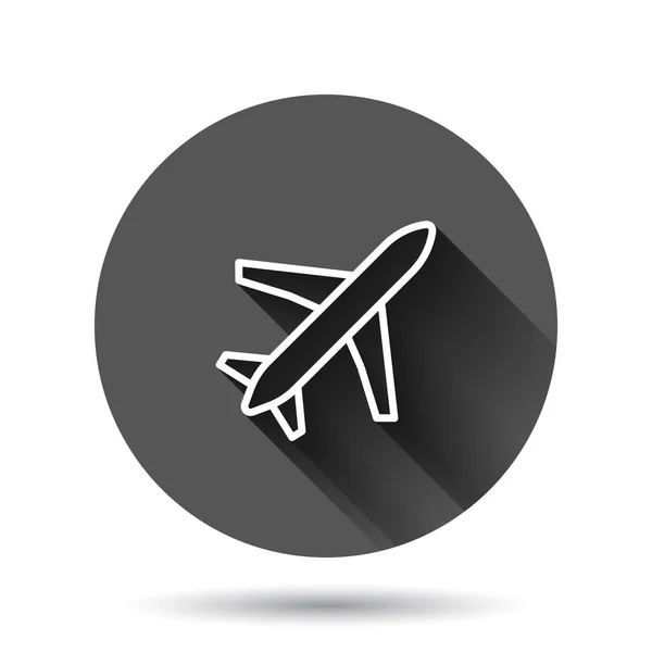 Icono Plano Estilo Plano Ilustración Vector Avión Sobre Fondo Redondo — Vector de stock
