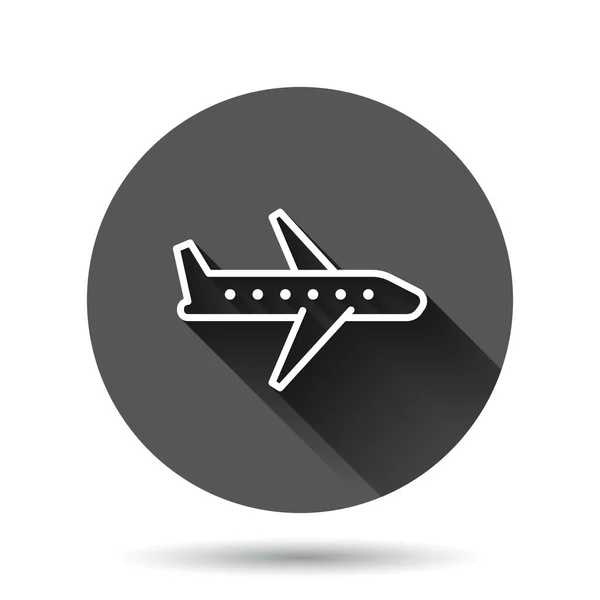 Icono Plano Estilo Plano Ilustración Vector Avión Sobre Fondo Redondo — Vector de stock